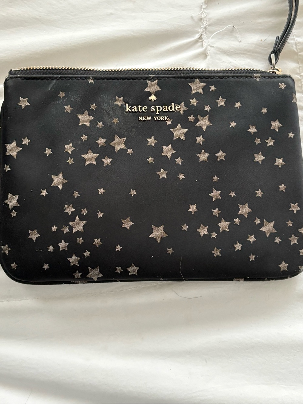 kate spade Black Wristlet with Metallic Star Print
